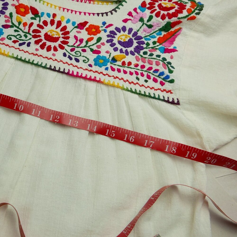 Authentic Mexican Peasant Shirt, Embroidered- purchased in Playa del Carmen